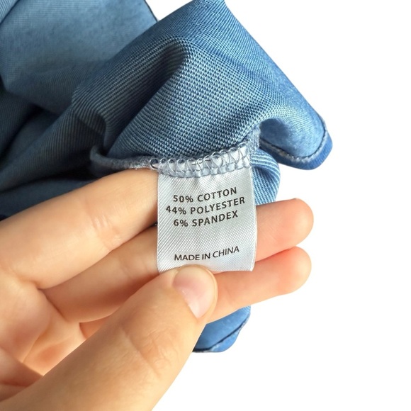 Sugar Moon Blue Denim Floral Motif Knee Length Dress 3/4 Sleeves Girls 12 - Picture 5 of 5